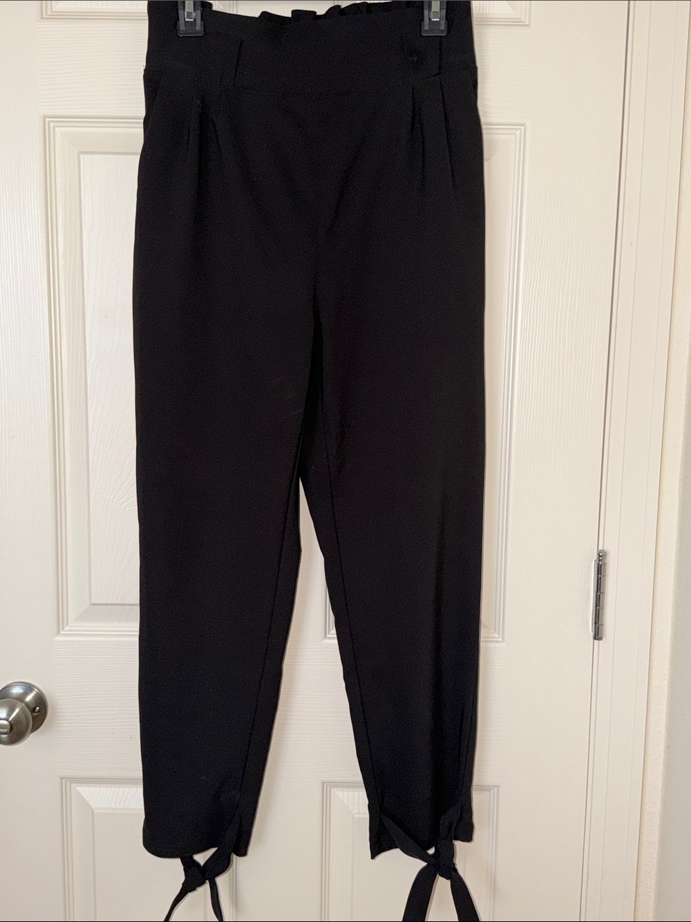 Grace Karin Black Tie-Ankle Trousers